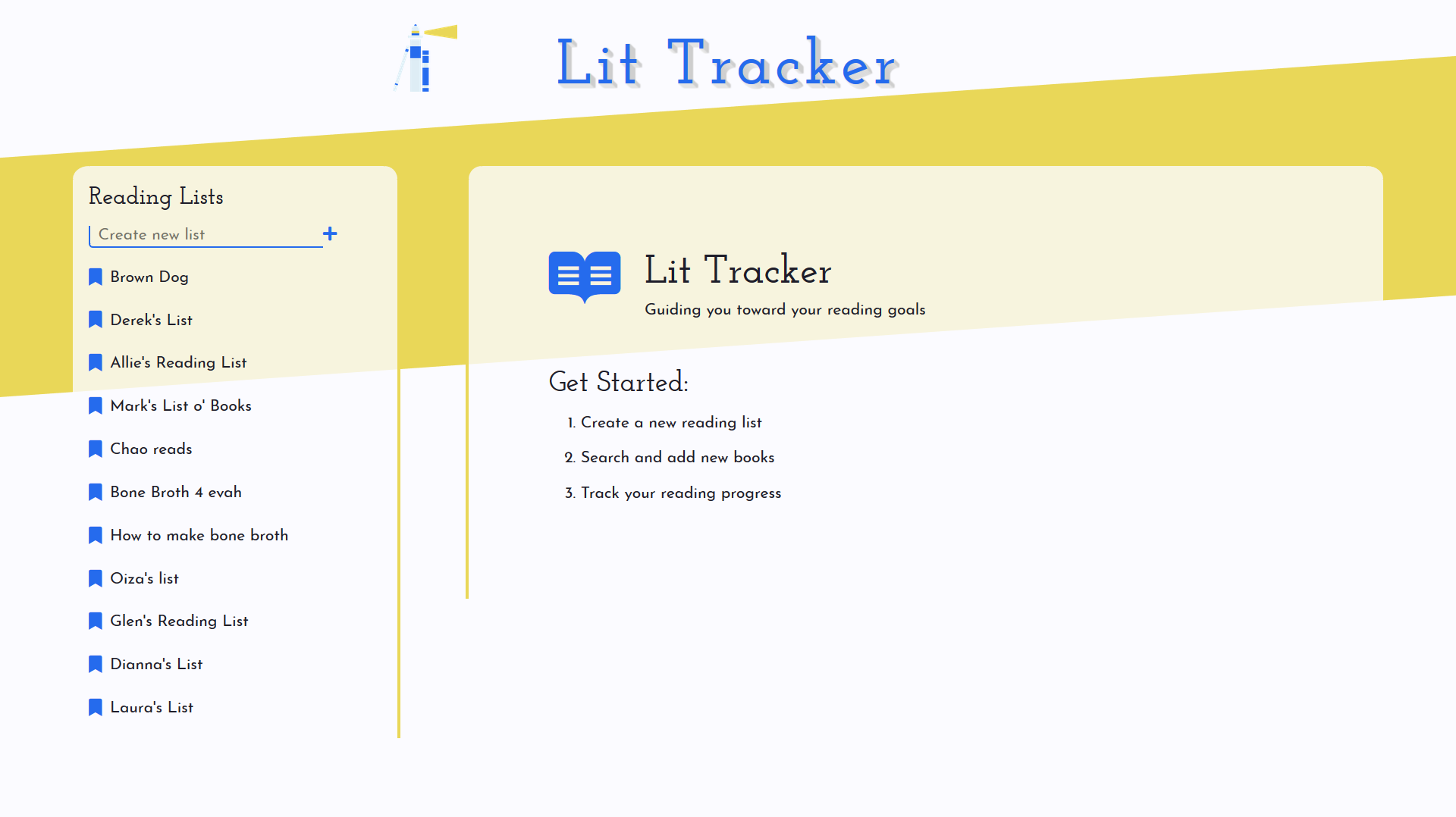 screenshot of lit tracker