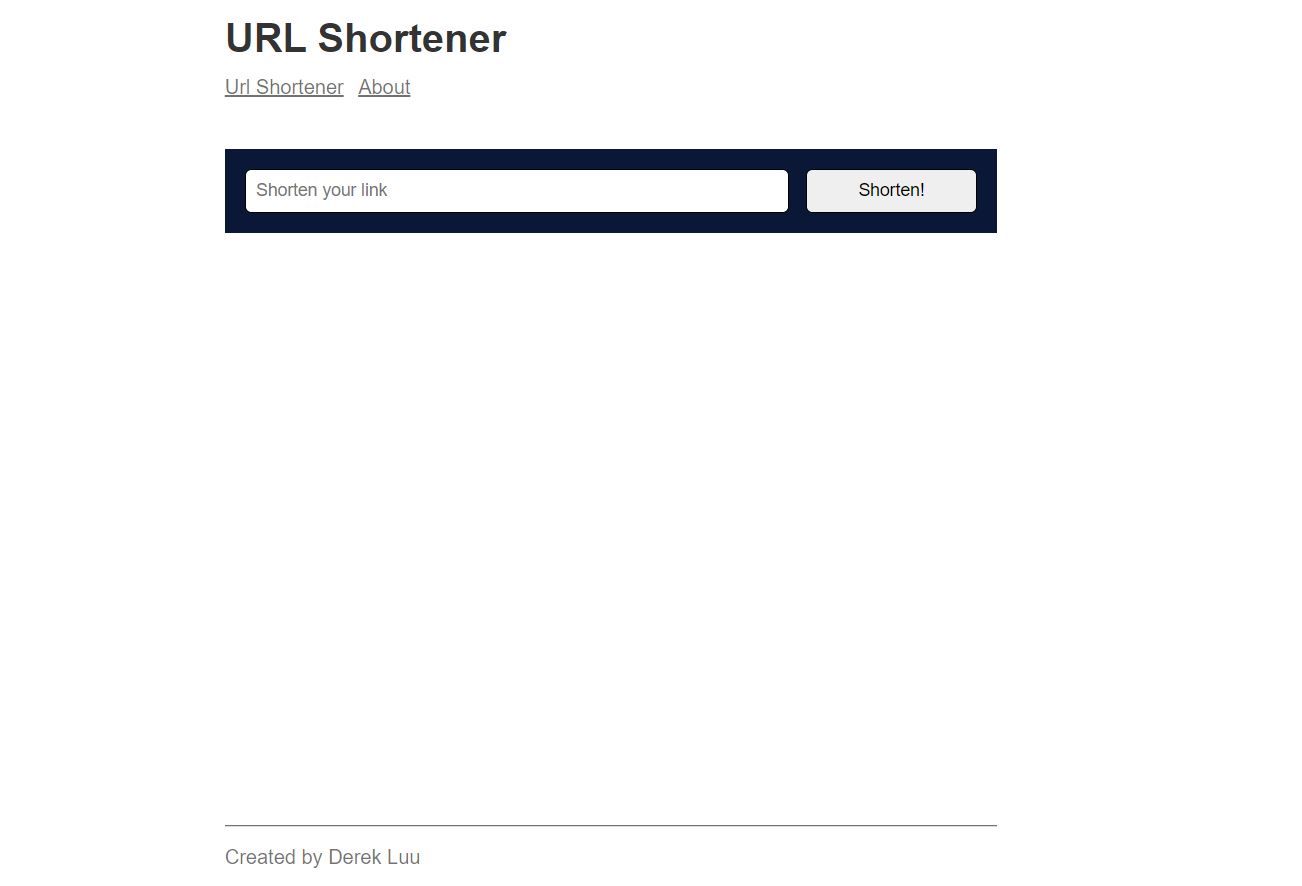 screenshot of URL shortener